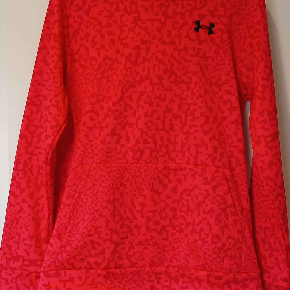 Under Armour Red Pixel Print Hoodie with Black Logo